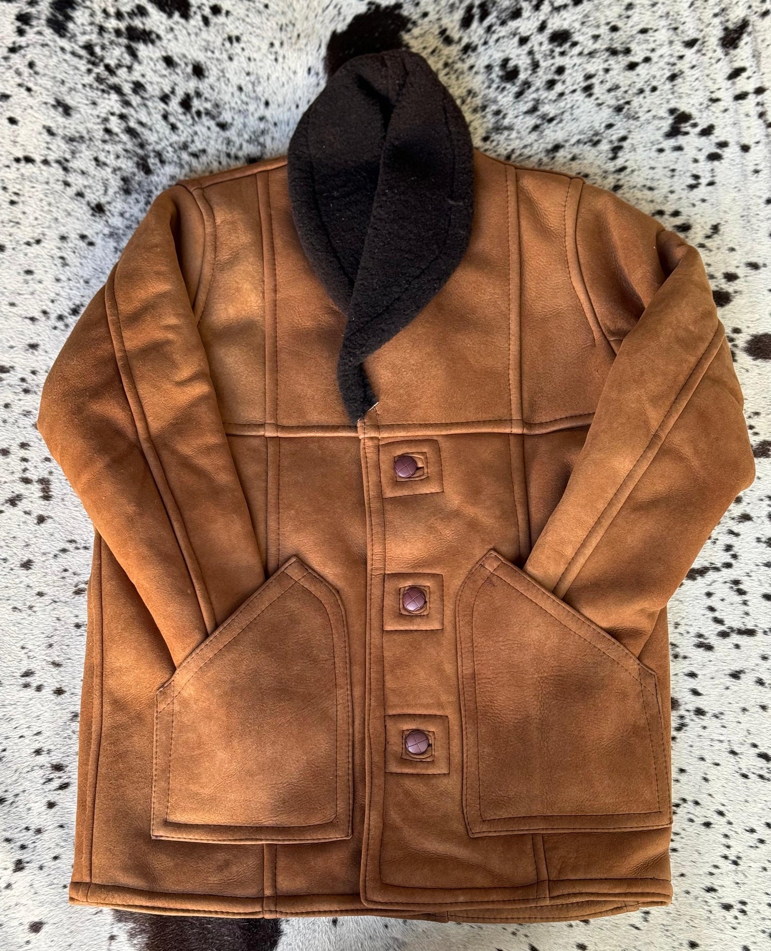 CHAMARRA BORREGO BOTONES MIEL / TABACO