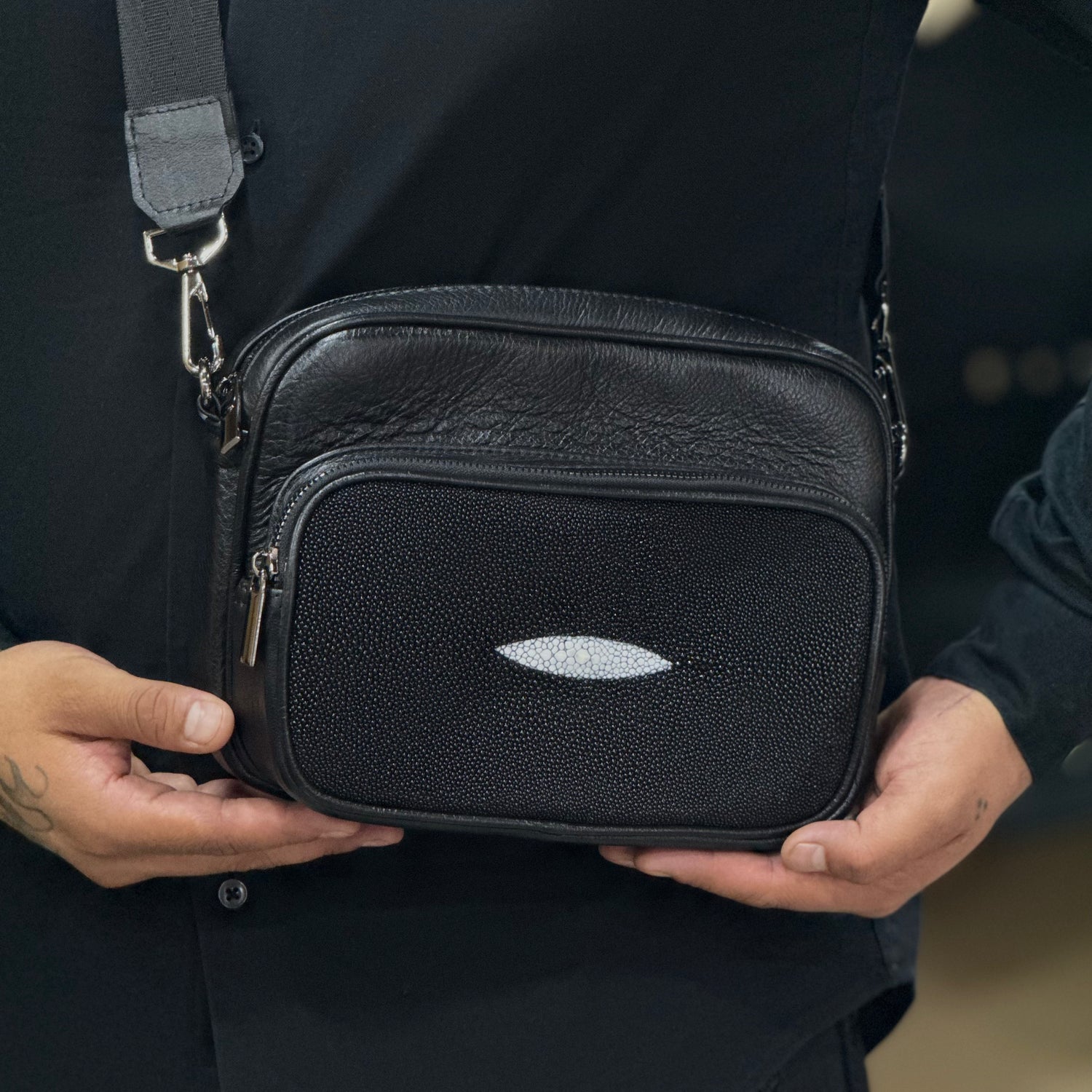 BANDOLERA DOBLE MANTARRAYA REY BLACK