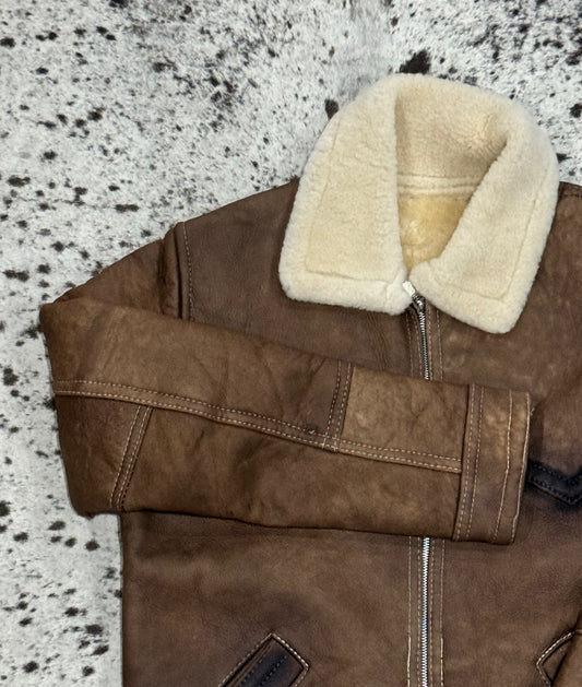 CHAMARRA BORREGO ZÍPER TABACO