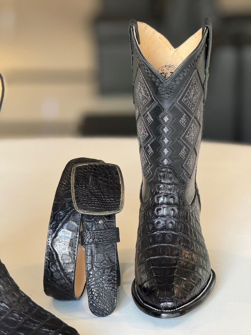 COMBO OVAL COCODRILO COLA BLACK