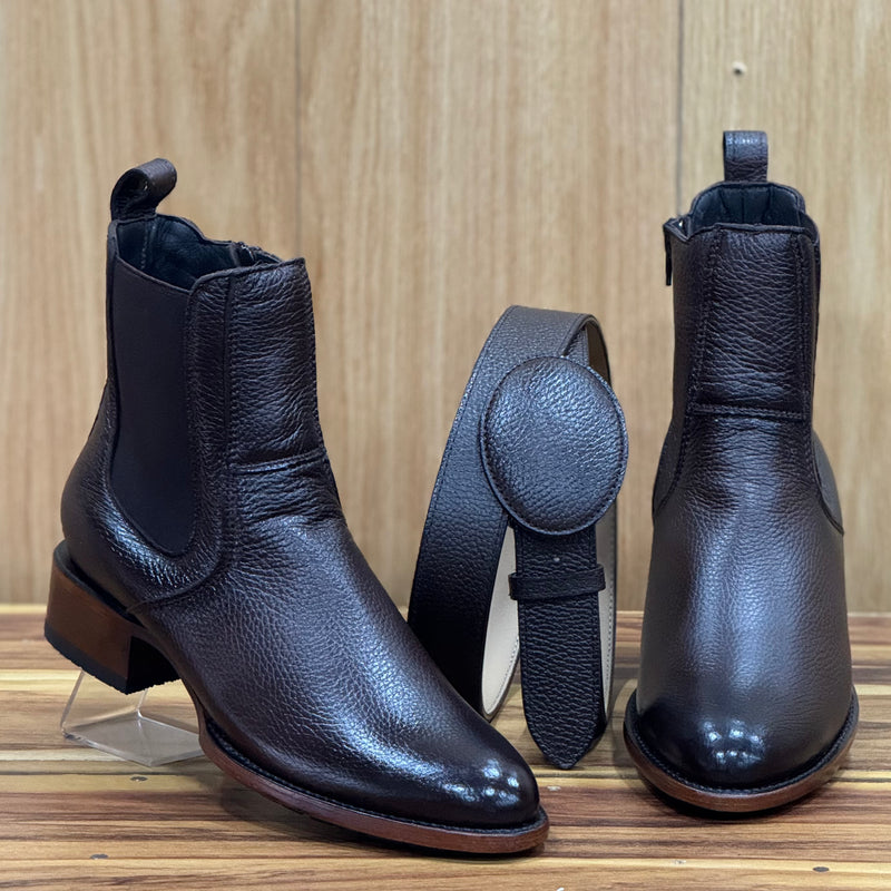 COMBO OVAL VENADO TABACO ZÍPER