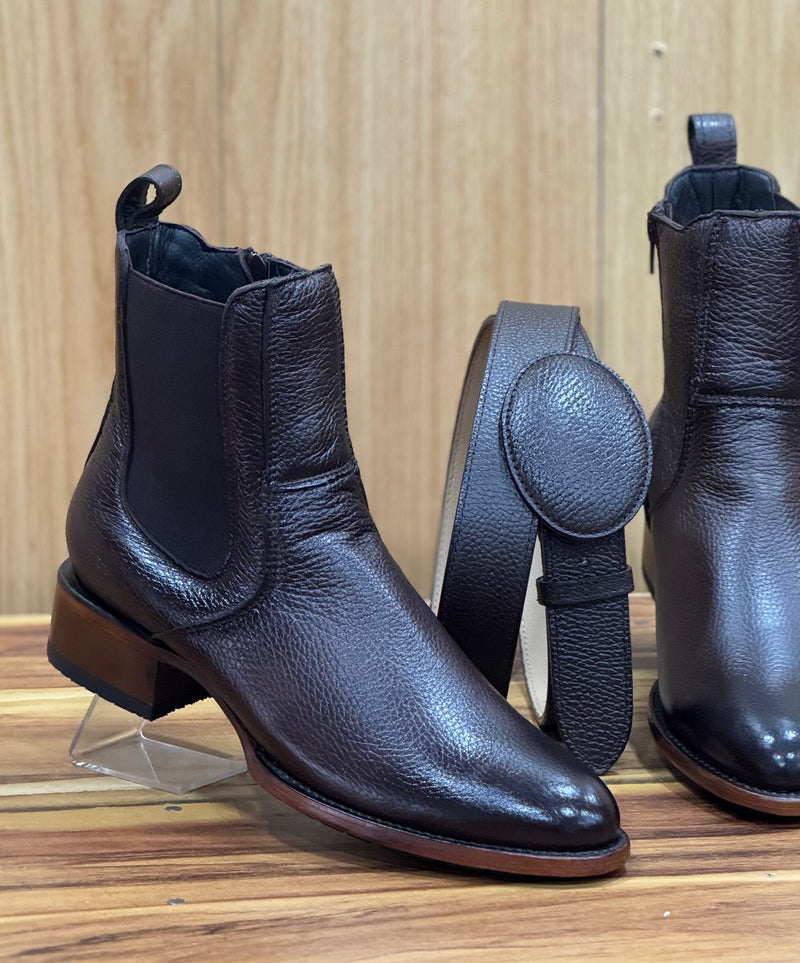 COMBO OVAL VENADO TABACO ZÍPER