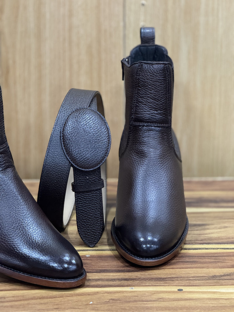 COMBO OVAL VENADO TABACO ZÍPER