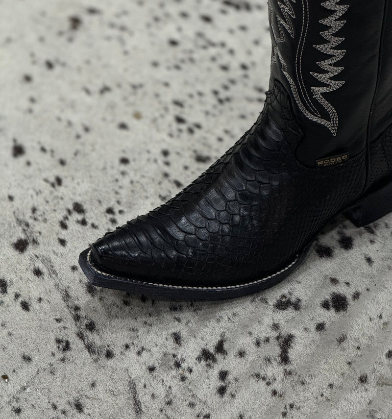 BOTAS VAQUERAS PYTHON BRILLOSO BLACK TUBO ALTO