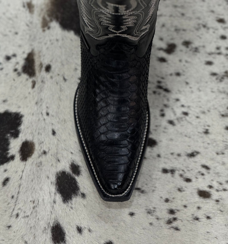 BOTAS VAQUERAS PYTHON BRILLOSO BLACK TUBO ALTO