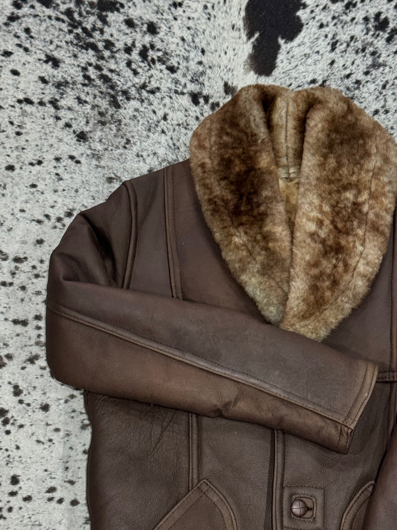 CHAMARRA BORREGO BOTONES TABACO JASPEADA