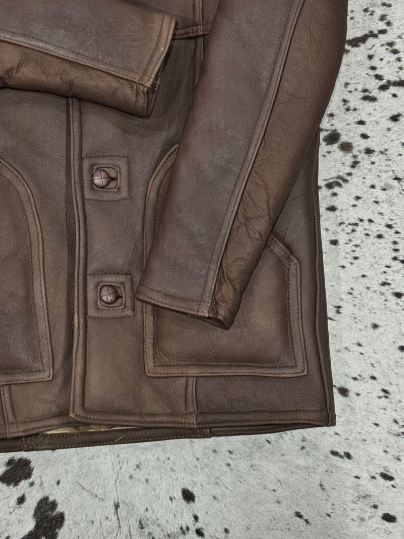 CHAMARRA BORREGO BOTONES TABACO JASPEADA