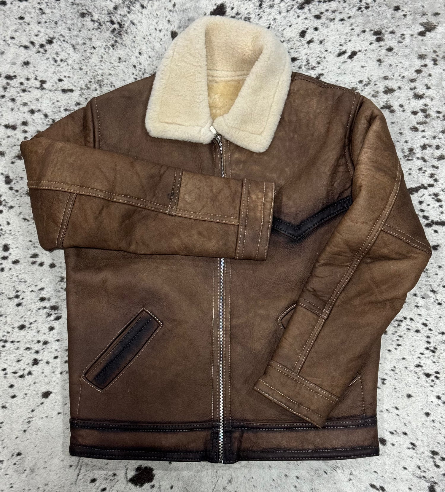 CHAMARRA BORREGO ZÍPER TABACO