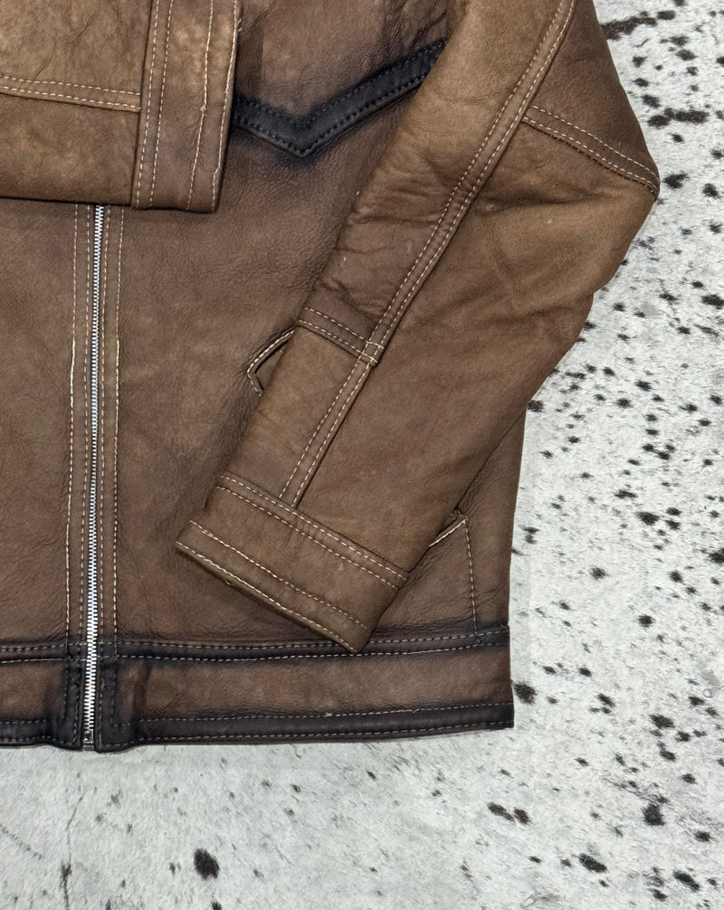 CHAMARRA BORREGO ZÍPER TABACO