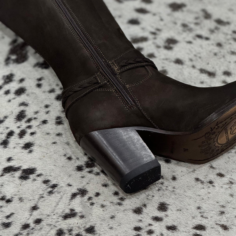 BOTAS VAQUERAS SUBLIME CHOCÓLATE NOBUCK TUBO ALTO