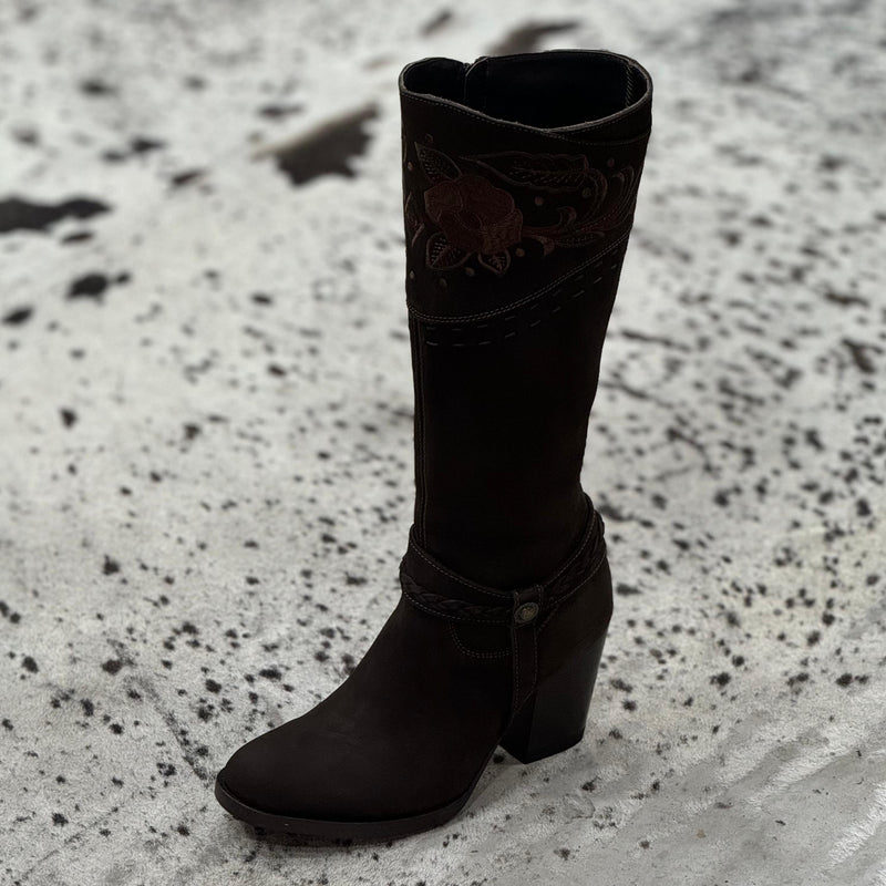 BOTAS VAQUERAS SUBLIME CHOCÓLATE NOBUCK TUBO ALTO