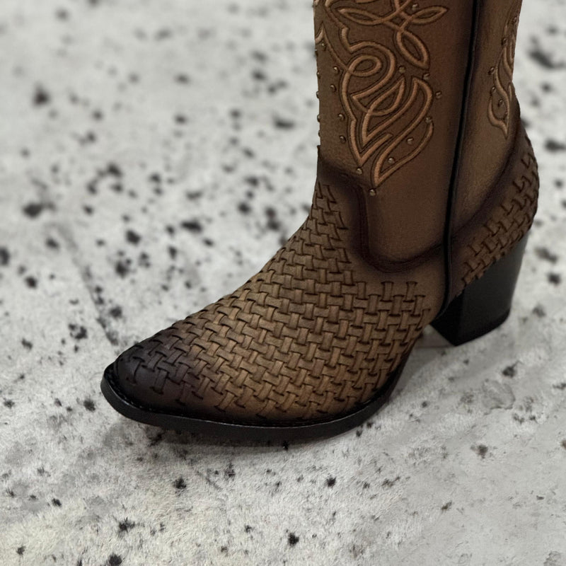 BOTAS VAQUERAS AYTANA BEIGE PETATILLO TUBO ALTO