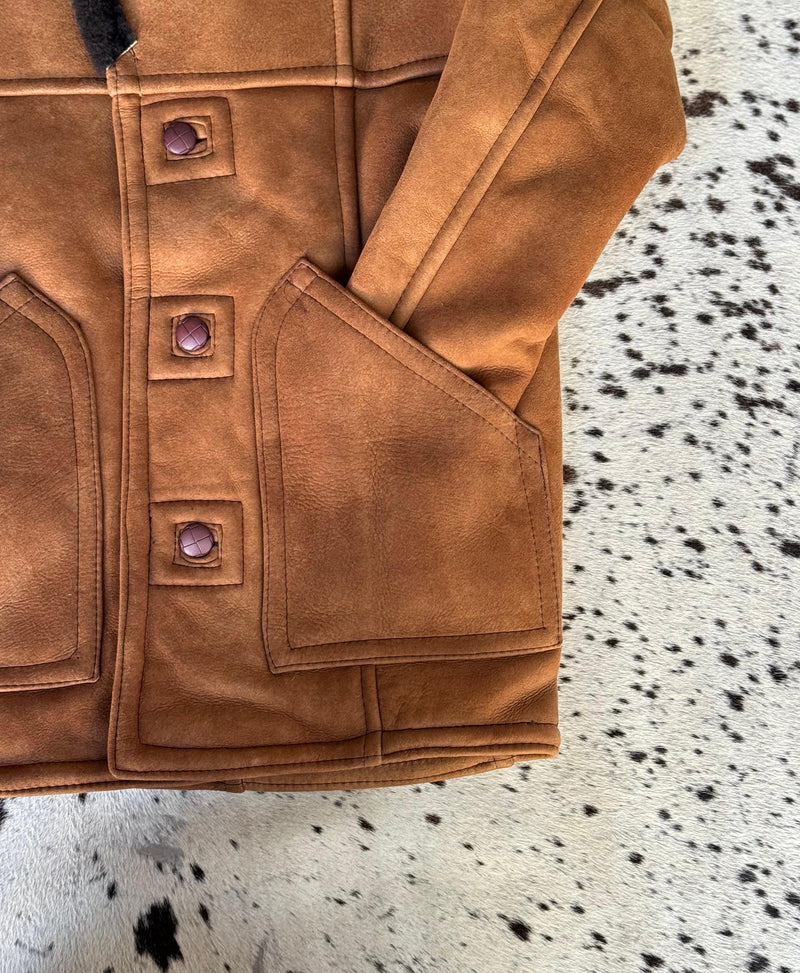 CHAMARRA BORREGO BOTONES MIEL / TABACO