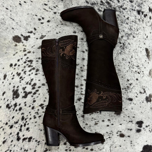 BOTAS VAQUERAS SUBLIME CHOCÓLATE NOBUCK TUBO ALTO